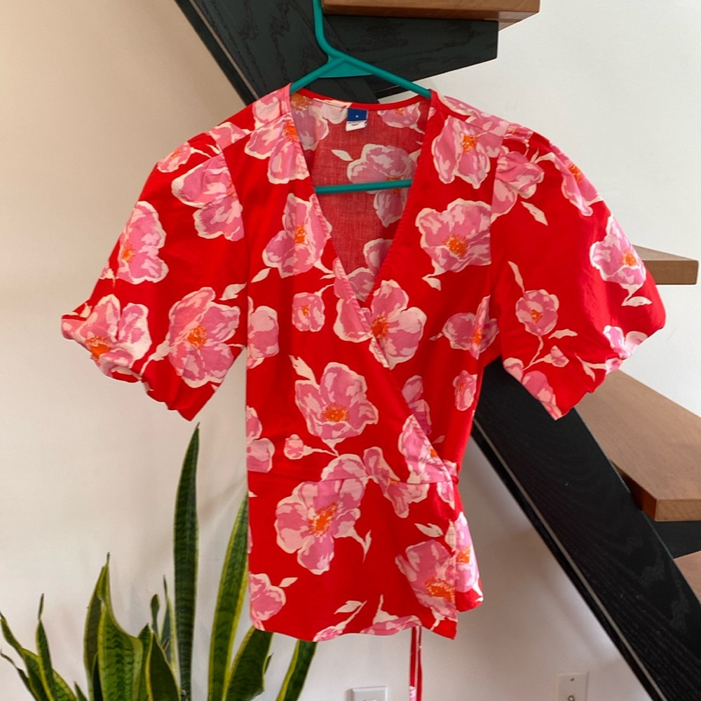 Colorful floral wrap top Old Navy